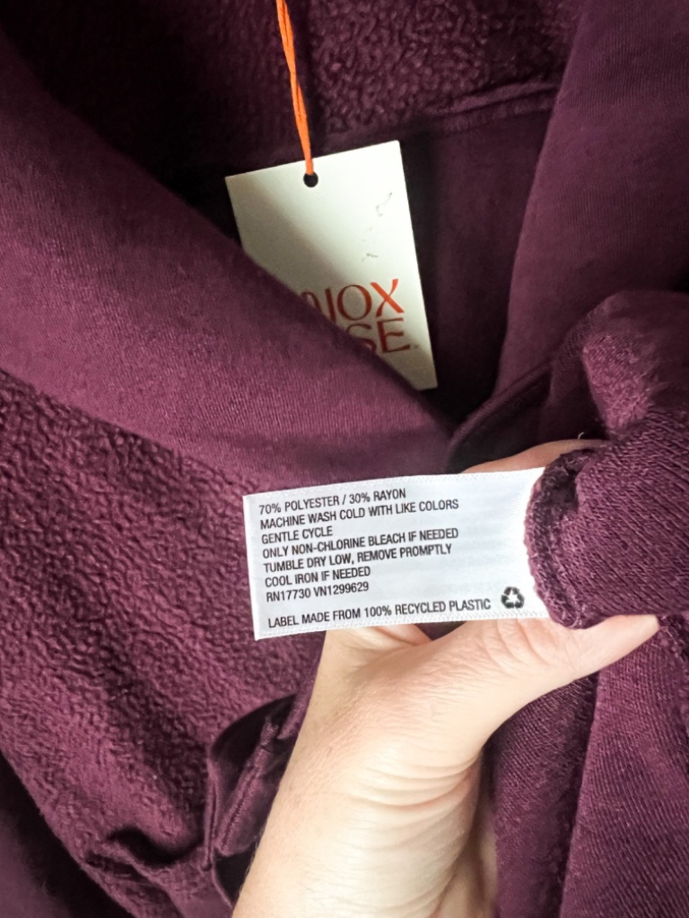 Burgundy Sherpa Shacket Cardigan Large Cozy Boho Oversized Cabin Core - Picture 4 of 4
